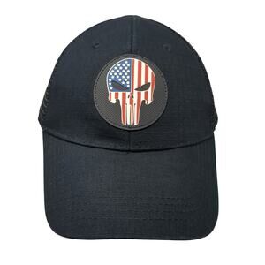 The Punisher Trucker Hat Black One Size Adjustable Mesh Back Highland Tactical